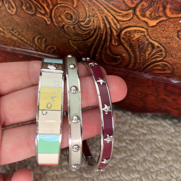 Set of 3 Silver Toned Coach bangle bracelets - Picture 3 of 9